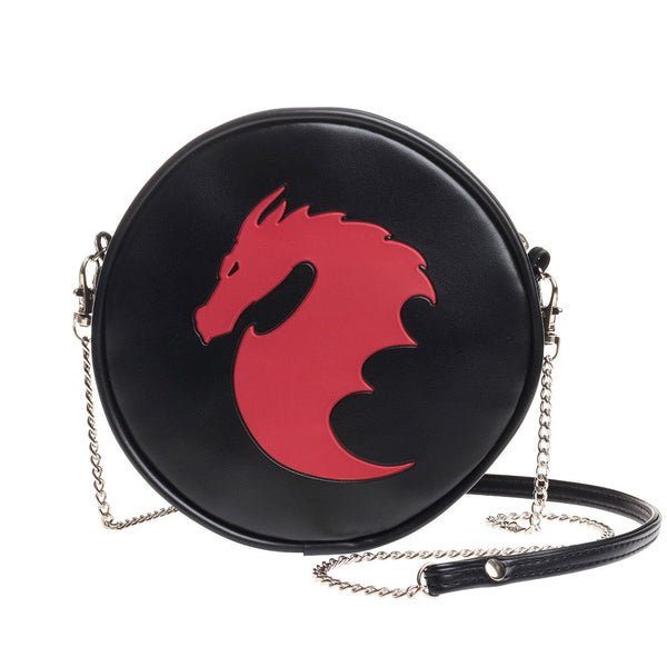 Red Dragon Round Embossed Purse Shoulder Bag