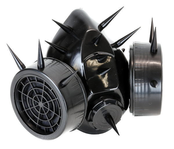 Black Tall and Skinny Spike Gas Mask Respirator Cyber Cosplay