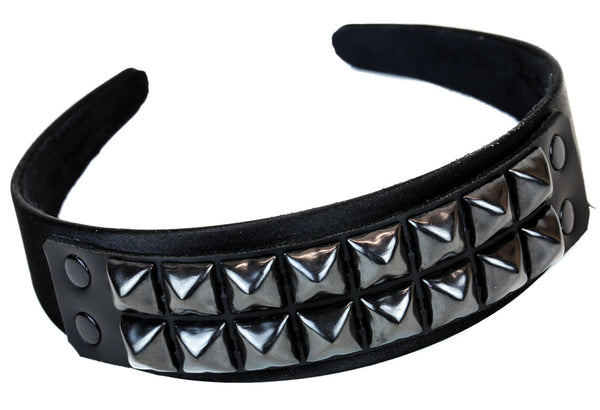 2 Row Black Pyramid Stud Hair Headband Hairpiece Alternative Clothing Punk Rockabilly