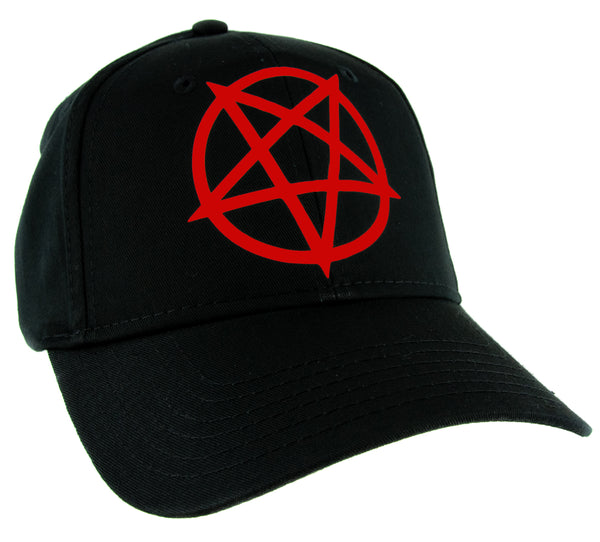 Red Inverted Pentagram Hat Baseball Cap Black Metal Occult