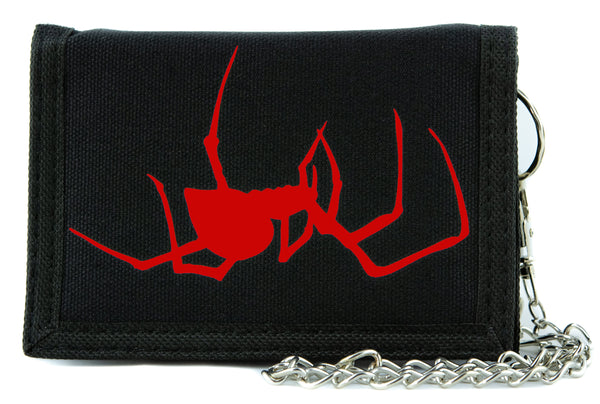 Red Spooky Crawling Black Widow Spider Tri-fold Wallet Halloween