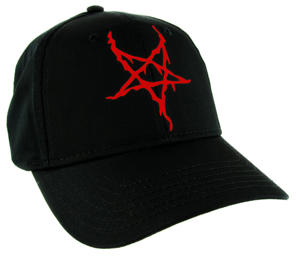 Red Black Metal Style Inverted Pentagram Hat Baseball Cap Occult