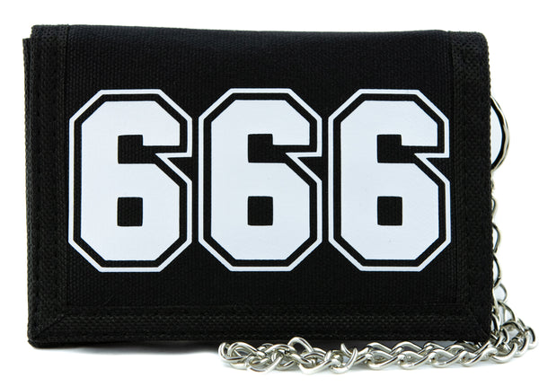 White 666 Number of The Beast Tri-fold Wallet Black Metal Occult