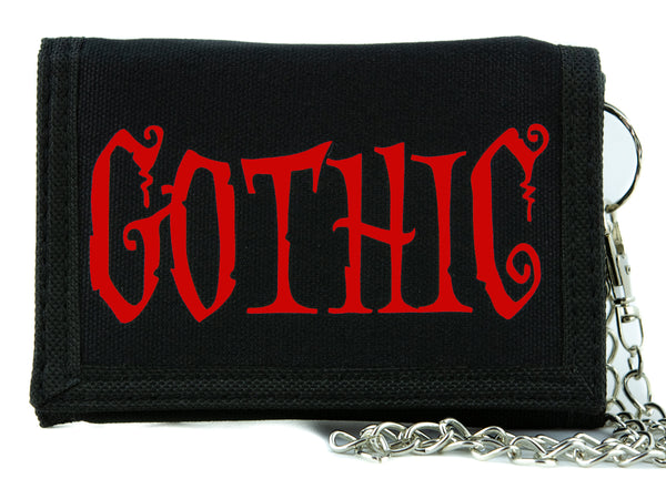 Red Gothic Horror Tri-fold Wallet Tim Burton Style