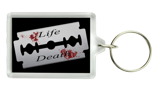 Suicide Razor Blade Keychain Life and Death Key Ring Hope