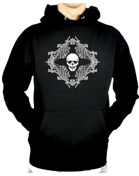 Skull w/ Spiderweb Cameo Pullover Hoodie Sweatshirt