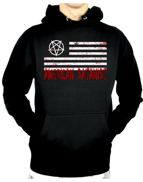 Satanist Bloody Flag Pentagram Pullover Hoodie Sweatshirt Hail Satan Occult Clothing