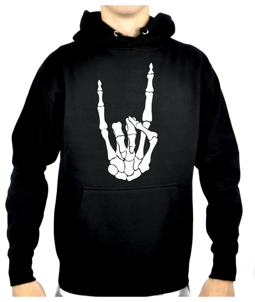 Skeleton Hand Horns Up Metal Pullover Hoodie Sweatshirt Metal