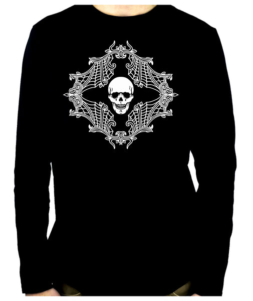 Skull w/ Spiderweb Cameo Men's Long Sleeve T-Shirt Gothic Clothing