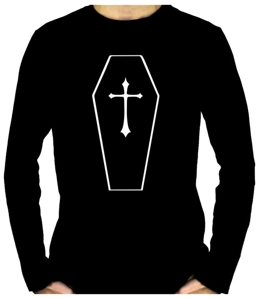 Toe Pincher Coffin w/ Cross Men's Long Sleeve T-Shirt Gothic Clothing