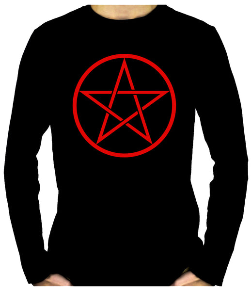 Red Woven Pentacle Men's Long Sleeve T-Shirt Occult Clothing