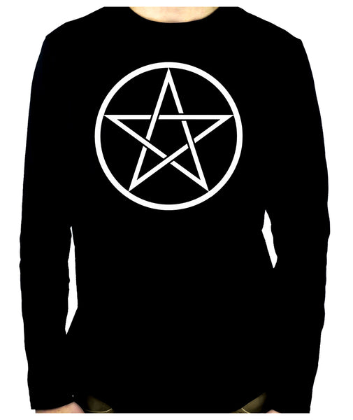 White Woven Pentacle Men's Long Sleeve T-Shirt Occult Clothing