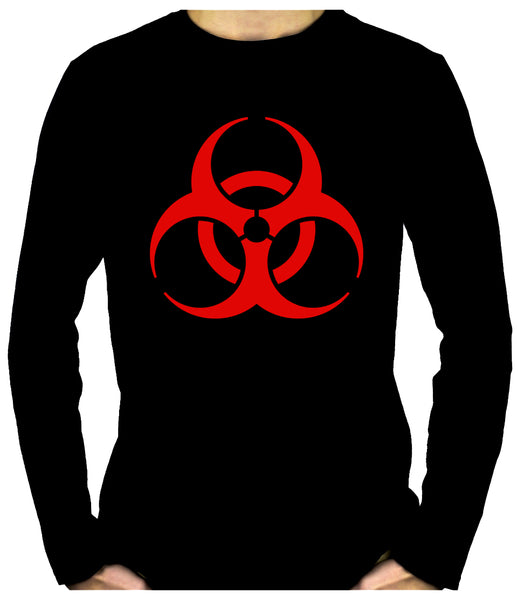 Red Bio-Hazard Radiation Men's Long Sleeve T-Shirt Cyber Goth Clothing