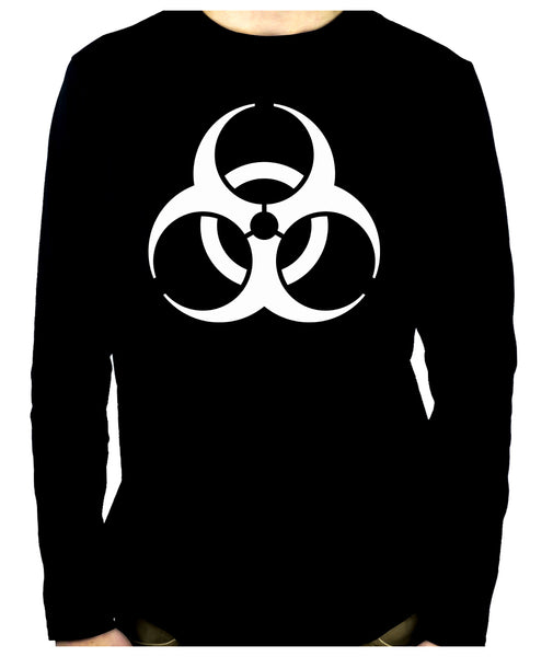 White Bio-Hazard Radiation Men's Long Sleeve T-Shirt Cyber Goth Clothing