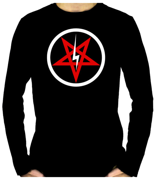 Inverted Pentagram Lightning Bolt Men's Long Sleeve T-Shirt Metal Clothing