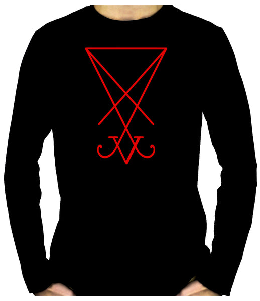 Red Sigil Of Lucifer Men's Long Sleeve T-Shirt Occult Clothing