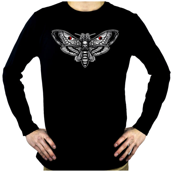 Moth with Death Skull Men's Long Sleeve T-Shirt Gothic Clothing Silence of the Lambs
