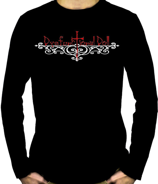 Dysfunctional Doll Wrought Iron Logo Men's Long Sleeve T-Shirt Gothic Clothing