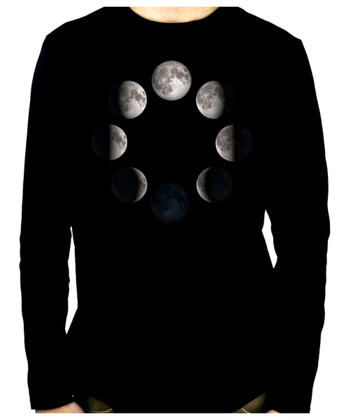 Moon Lunar Phases Men's Long Sleeve T-Shirt New Crescent Full