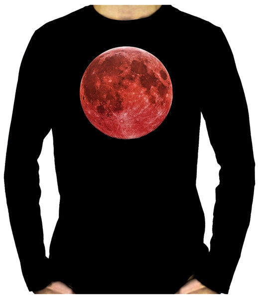 Blood Red Full Moon Men's Long Sleeve T-Shirt Lunar Eclipse