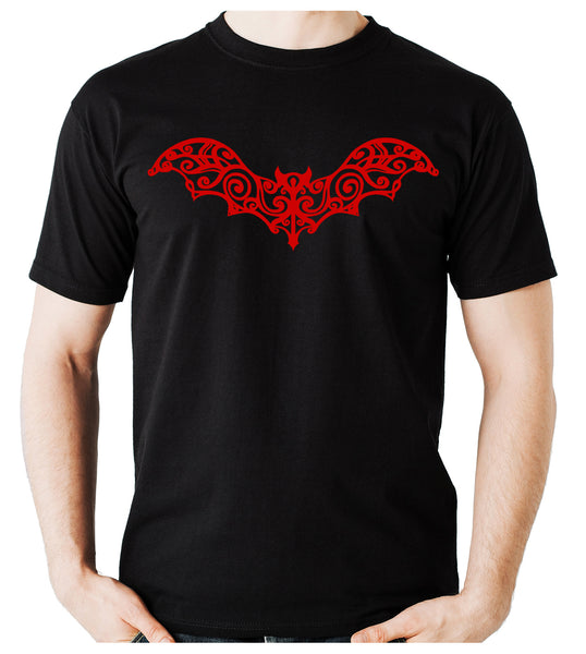 Wrought Iron Red Vampire Bat Men's T-Shirt Gothic Vampire Clothing