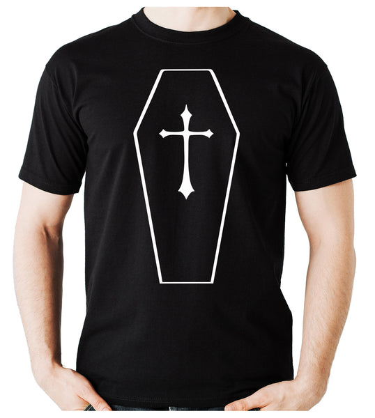 Toe Pincher Coffin w/ Cross Men's T-Shirt Gothic Clothing