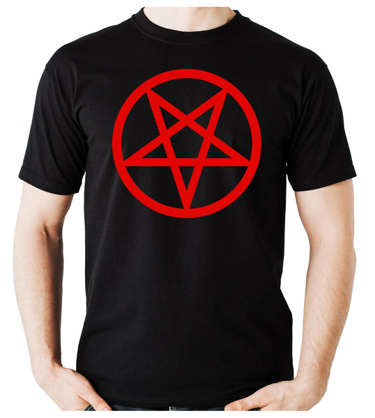 Red Inverted Pentagram Men's T-Shirt Occult Clothing