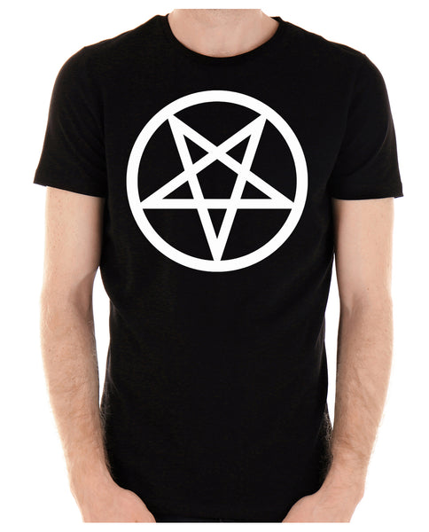 White Inverted Pentagram Men's T-Shirt Occult Clothing