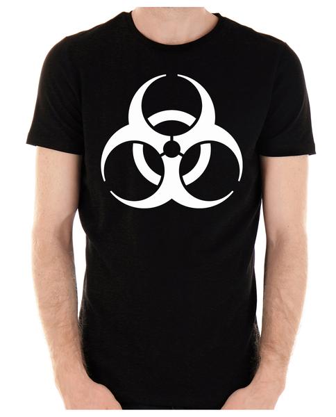 White Bio-Hazard Radiation Men's T-Shirt Cyber Goth Clothing