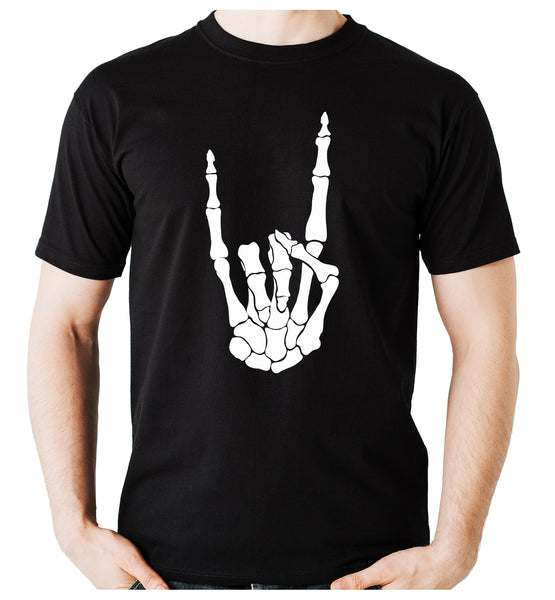 Skeleton Hand Horns Up Metal Men's T-Shirt Gothic Alternative Clothing