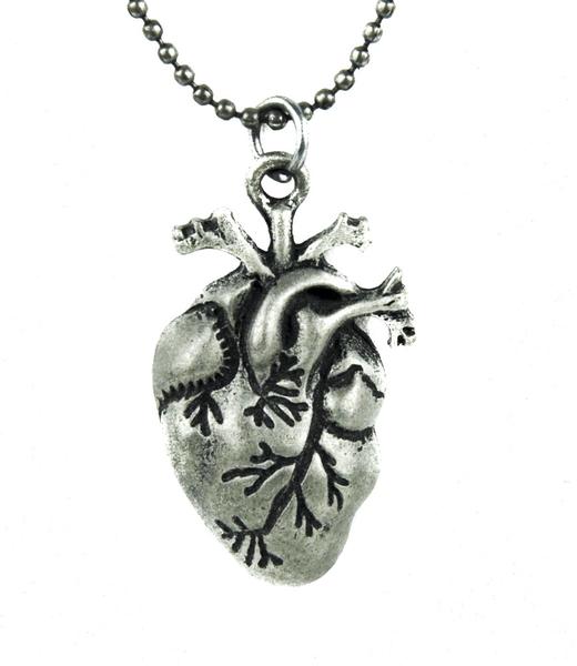 1" Small Anatomical Human Heart Necklace Gothic Jewelry