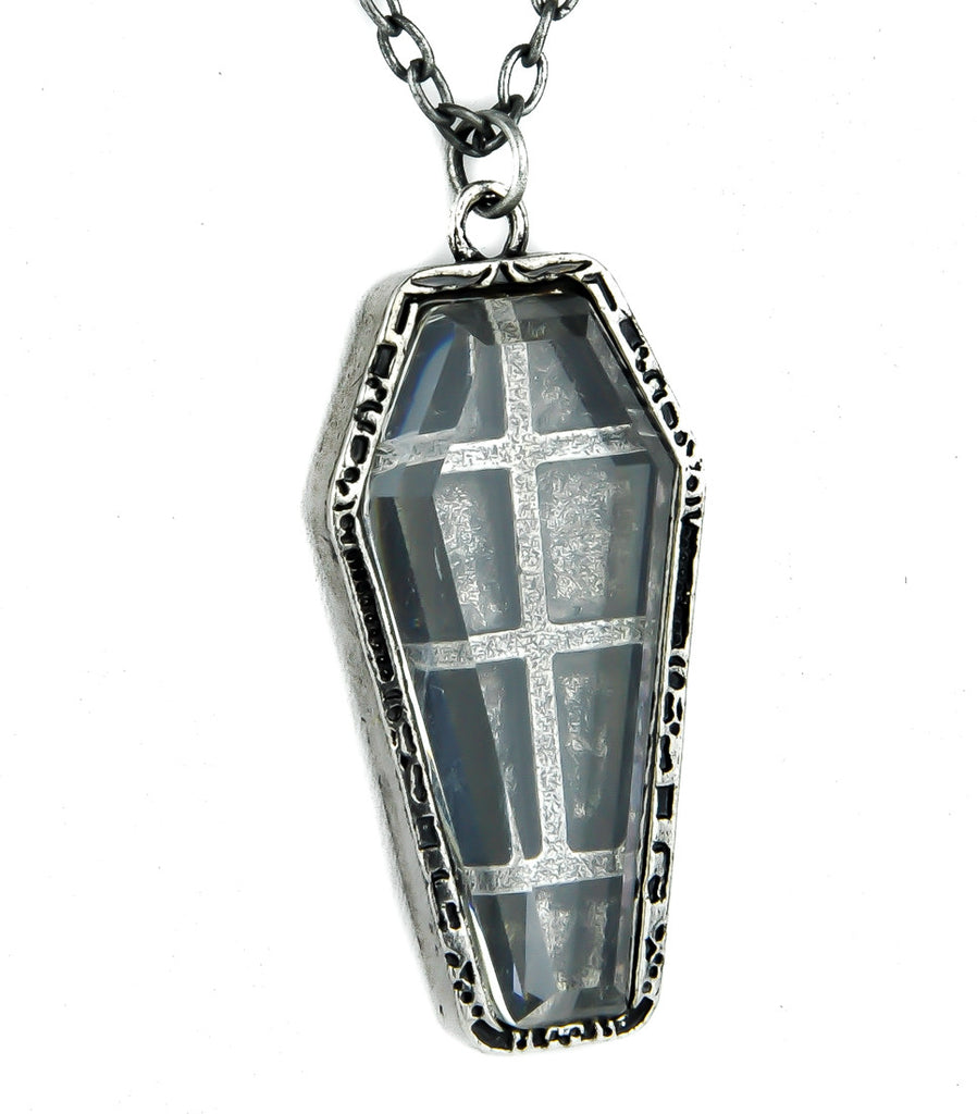 Antique Silver Finish Catacomb Coffin Necklace Gothic Jewelry