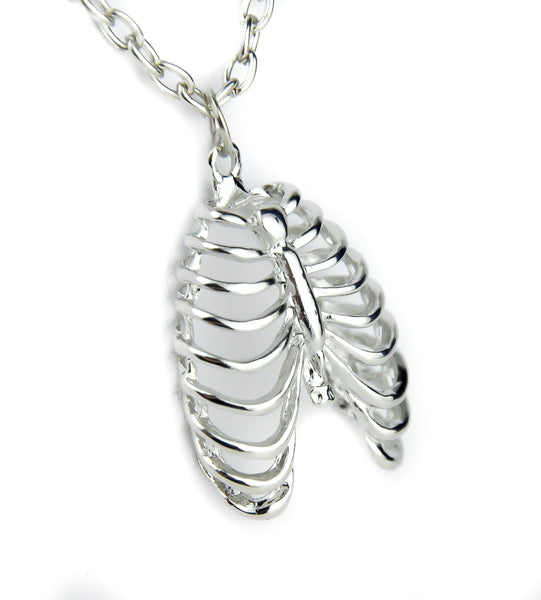 Skeleton Rib Cage Necklace Gothic Deathrock Jewelry