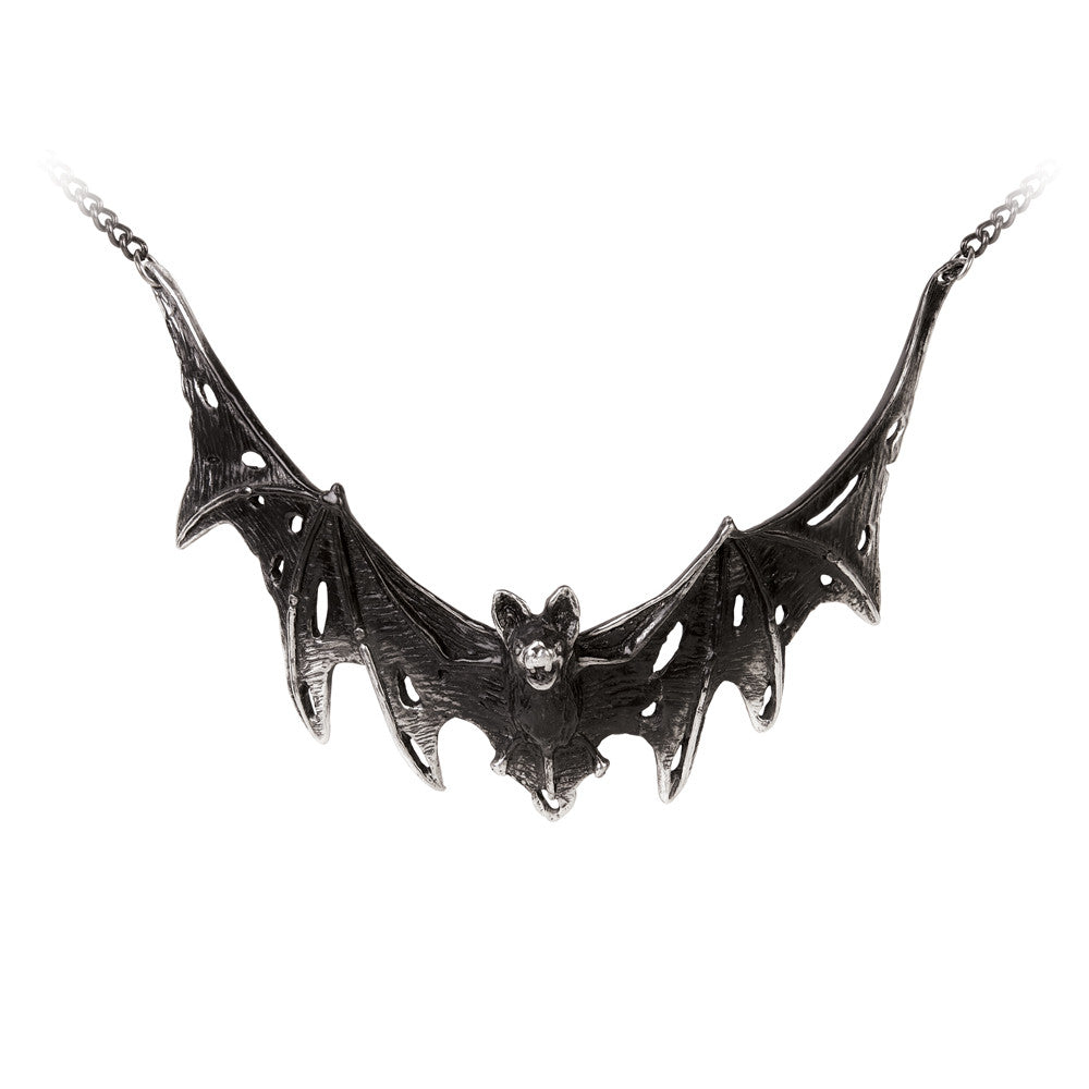 Alchemy Gothic Distressed Vampire Bat Villa Diodati Pendant Necklace