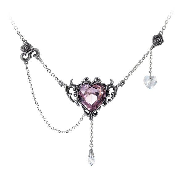 Alchemy Gothic Countess Kamila Pink Heart & Roses Pendant Necklace