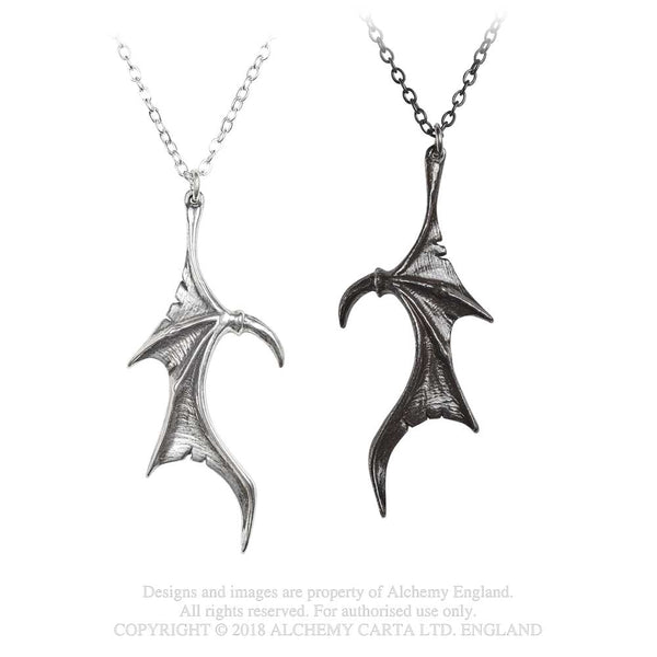 Alchemy Gothic Darkling Heart Wings Pendant Necklace