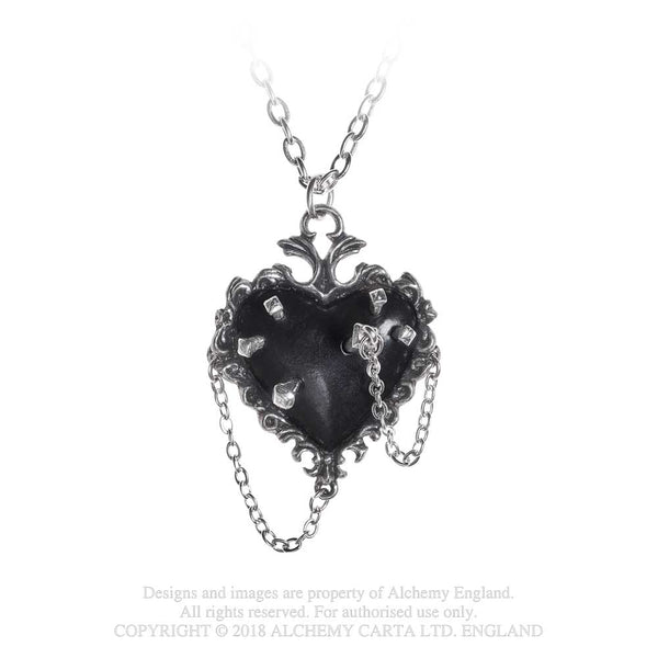 Alchemy Gothic Witches Black Heart Pendant Necklace