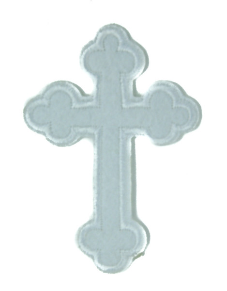 Gothic White Cross Patch Iron on Applique Occult Clothing