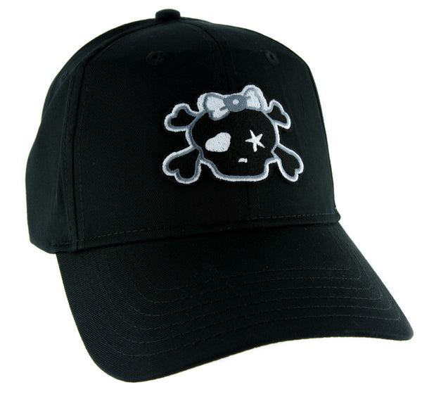 Gray Punk Rock Skull & Crossbones w/ Bow Hat Baseball Cap Alternative Clothing Emo
