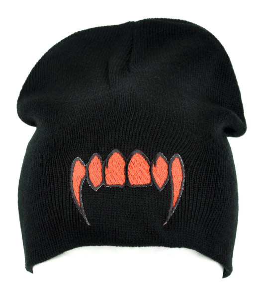 Bloody Red Vampire Fangs Beanie Occult Knit Cap