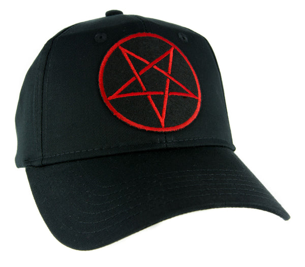 Red Inverted Pentagram Hat Baseball Cap Occult Clothing Death Metal Evil