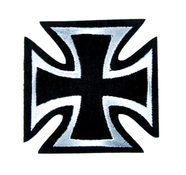 Black and Silver Iron Cross Patch Iron on Applique Occult Clothing