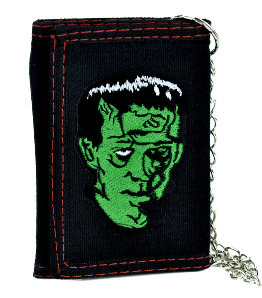 Frankenstein Classic Movie Monster Tri-fold Wallet w/ Chain Occult Clothing
