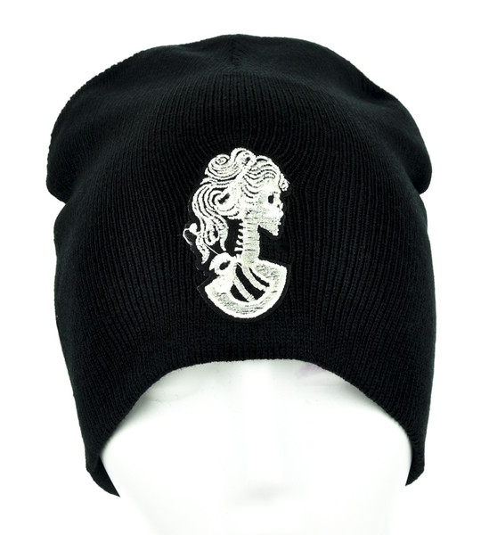 Lady of Death Skeleton Cameo Beanie Occult Clothing Knit Cap