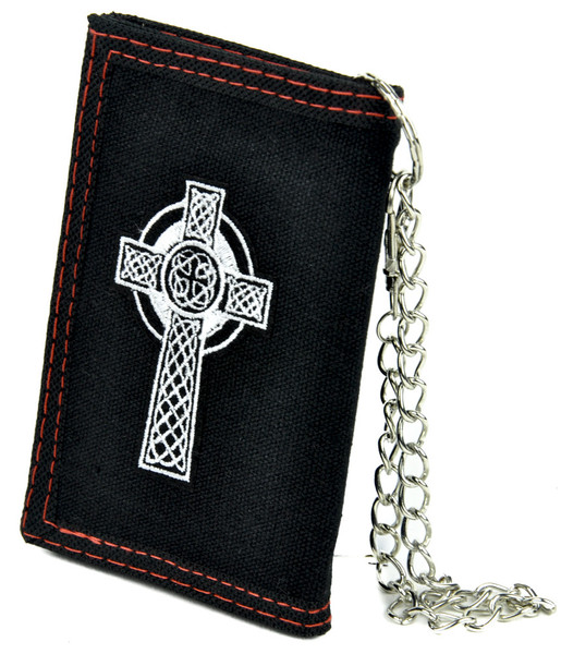 Celtic Cross Tombstone Tri-fold Wallet w/ Chain Occult Clothing