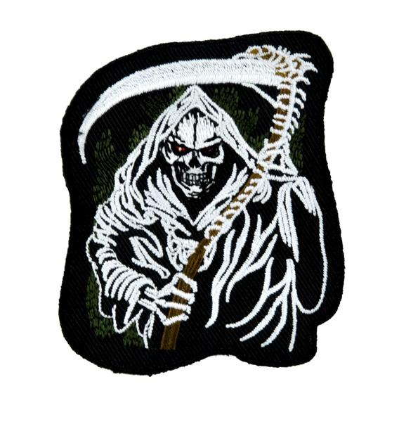 Grim Reaper Death Patch Iron on Applique Heavy Metal Clothing