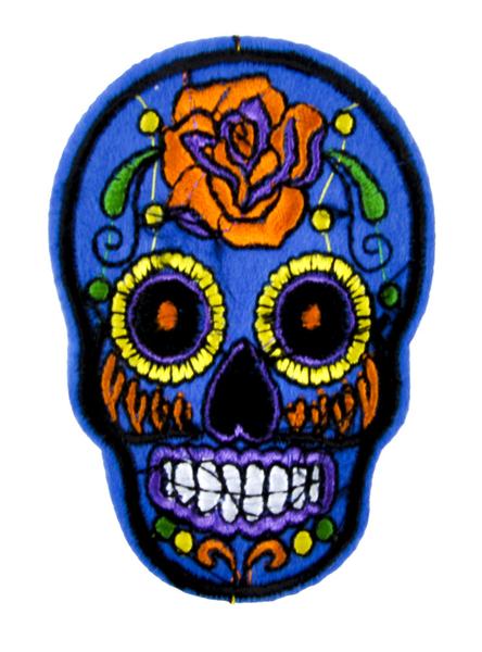 Blue Sugar Skull Patch Iron on Applique Day of the Dead