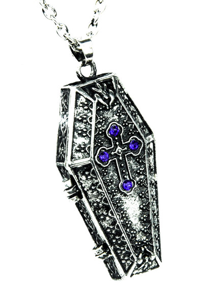 Victorian Coffin Chest Locket Pendant Necklace Gothic Jewelry