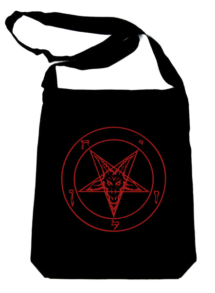 Red Sabbatic Baphomet Crossbody Sling Bag Inverted Pentagram Occult