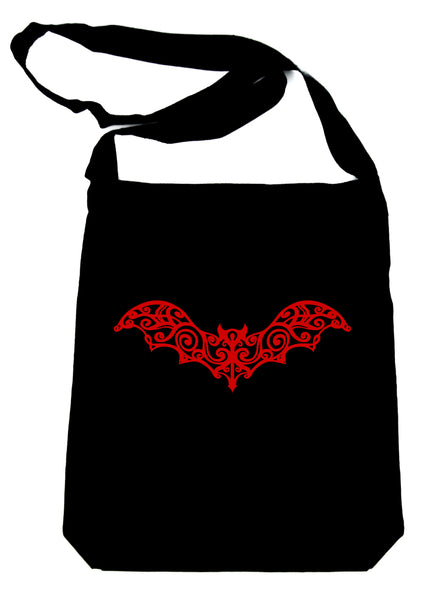 Gothic Wroght Iron Red Vampire Bat Crossbody Sling Bag Elegant Handbag